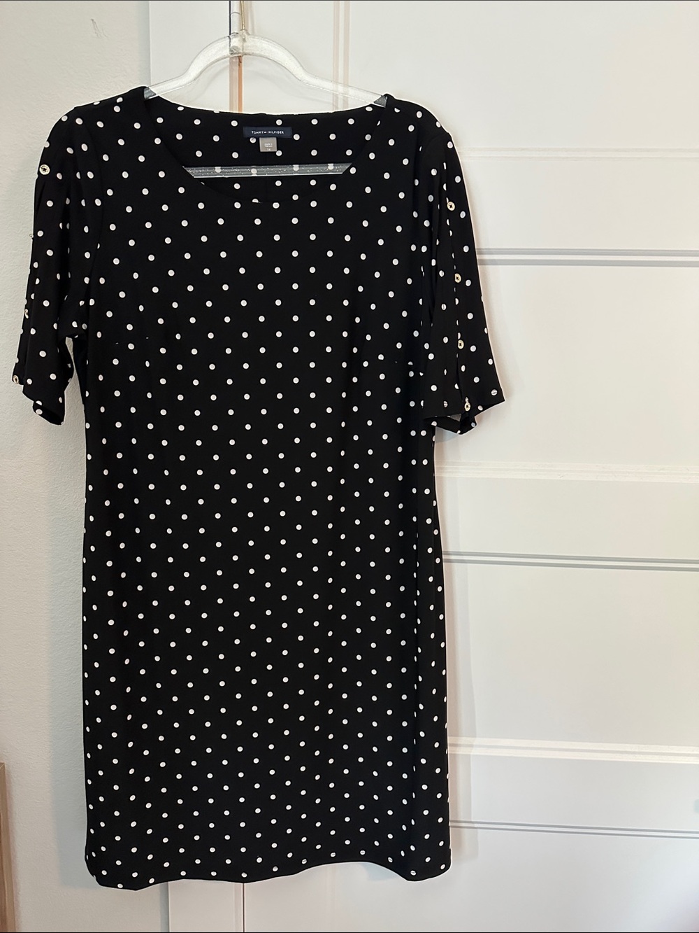Tommy Hilfiger Black and White Polka Dot Midi Dress